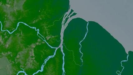 Essequibo Islands-West Demerara, Guyana - outlined. Physical