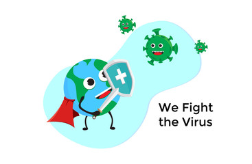 Vector Illustrasion about the earth Fight the coronavirus covid-19