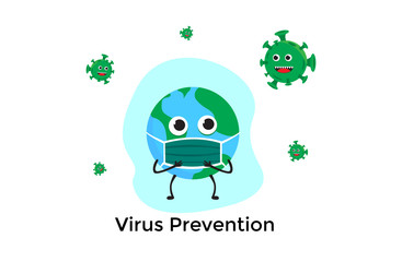 Vector Illustrasion about the earth Fight the coronavirus covid-19