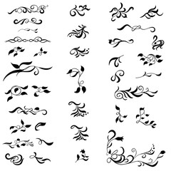 Set of calligraphic hand drawn decorative elements