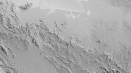 Nord-Est, Haiti - outlined. Grayscale