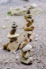 Pile of rock stacked in balance with each other to form a tower, an ancient ritual of good fortune and prosperity.