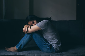depressed emotion panic attacks alone young woman sad fear stressful.crying begging help.stop abusing domestic violence,person with health anxiety,people bad frustrated exhausted feeling down