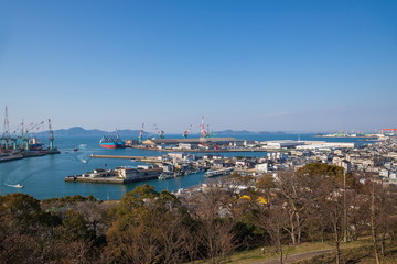 Landscape of industrial area at Marugame city in the Seto Inland Sea ,Kagawa, Shikoku, Japan