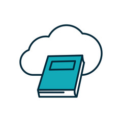 online education concept, cloud storafe and academic book icon, half line half color style