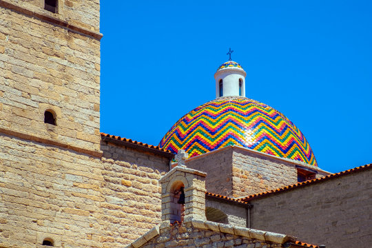 Olbia, Italy - XVIII century St. Paul Apostle Church - Chiesa di San Paolo Apostolo - at the Via Cagliari street in the historic old town quarter
