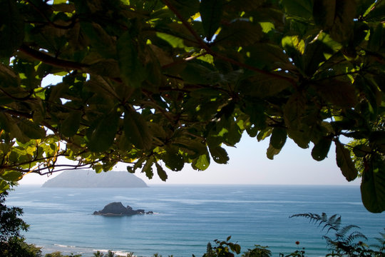 calm sea in Juquehy with the island