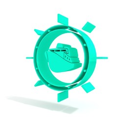Ferry boat icon. Abstract trabsportation emblem. 3D rendering.