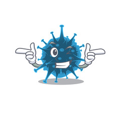 Smiley moordecovirus cartoon design style showing wink eye