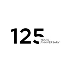 125 anniversary black ribbon letter logo banner isolated