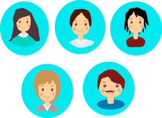 icons of people colored with a face vector illustration