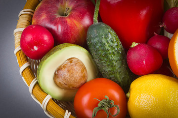 Set of vegetables and fruits.