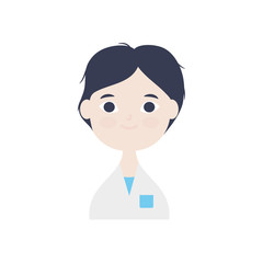 cartoon doctor smiling icon, flat style