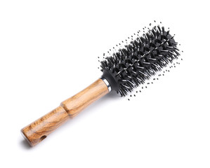 Hair brush on white background