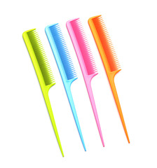 Hair combs on white background