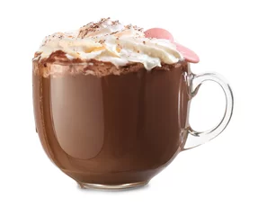 Foto op Aluminium Cup of hot chocolate on white background © Pixel-Shot