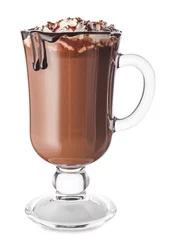 Zelfklevend Fotobehang Cup of hot chocolate on white background © Pixel-Shot