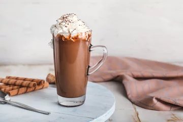 Foto op Plexiglas Cup of hot chocolate on table © Pixel-Shot