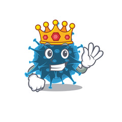 The Royal King of moordecovirus cartoon character design with crown