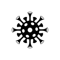 Obraz premium vector virus. single object. COVID-19 pandemic. black and white illustration. simple symbol. monochrome icon. stop coronavirus. design element for banner, leaflet, brochure, ad