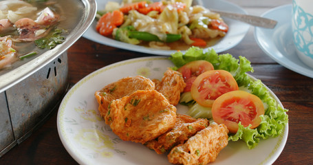 Thai style cuisine at outdoor restaurant