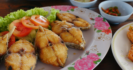 Thai style cuisine at outdoor restaurant