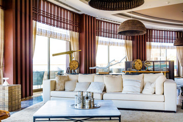 Hotel Lobby Interior Design.Modern Lobby of Five Stars Luxury Hotel. Lounge Area.