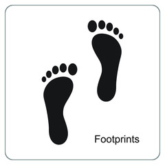  The silhouette of the footprints. footsteps icon or sign for print.  Vector illustration.