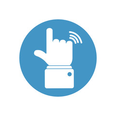 doctor online concept, doctors hand with wireless signal symbol icon, block style