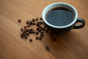 black coffee in a cup at home