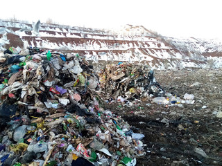 Landfill, waste disposal on the ground creates environmental problems in the world