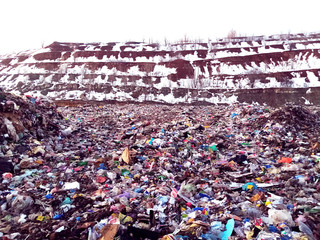 Landfill, waste disposal on the ground creates environmental problems in the world