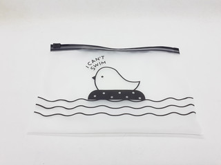 Cute Sanitary Bag for Bath Tools Equipment Container in White Isolated Background
