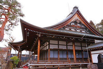 The small town`s historic ancient Japanese temple of Hida Furukawa town, Gifu. Japan.