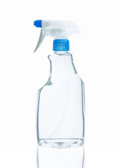 sanitizer clean solution in spray bottle protect virus bacteria covid-19 contamination onwhite background clipping path