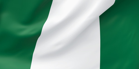 Obraz premium National Fabric Wave Closeup Flag of Nigeria