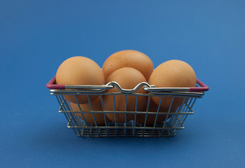 Commercial concept with easter eggs in a shopping basket