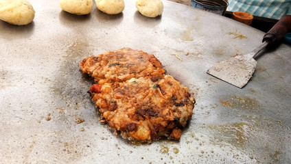 Aloo tikki fried potato cutlets, famous indian street food.