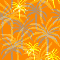 Abstract palm tree seamless watercolor pattern