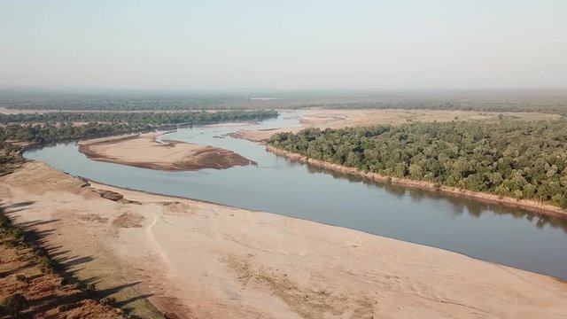 Luangwa River Zambia arial drone