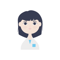 cartoon doctor woman icon, flat style