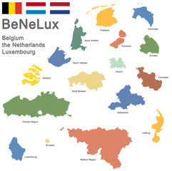 Obraz premium BeNeLux countries colored