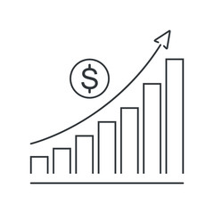 increase money growth icon, progress marketing, thin line symbol on white background - editable stroke vector illustration eps10