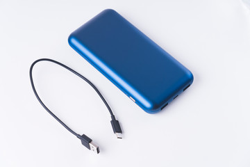 powerbank, close- up on a white background, selective focus