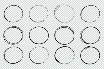 Hand drawn circle sketch frame set. Elements for concept design. Doodle style.