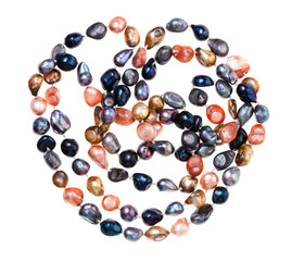 tangled necklace from river pearls beads isolated