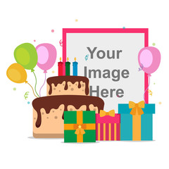 birthday card with cake card vector illustration
