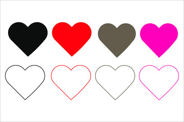 Collection of heart illustrations, Love symbol icon set, love symbol 