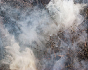 smoke from burning grass as a background