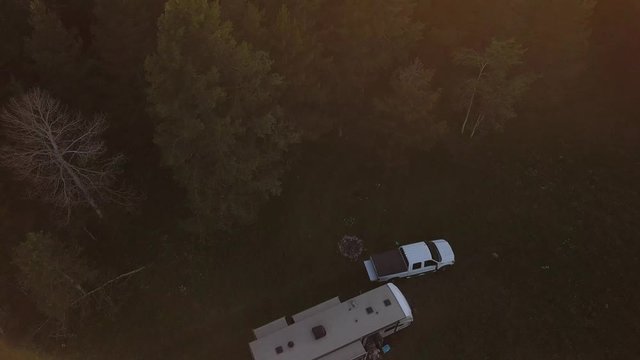 Aerial Drove 4k of RV Boon Docking Off the Grid in Rural Yellowstone Wyoming Wilderness